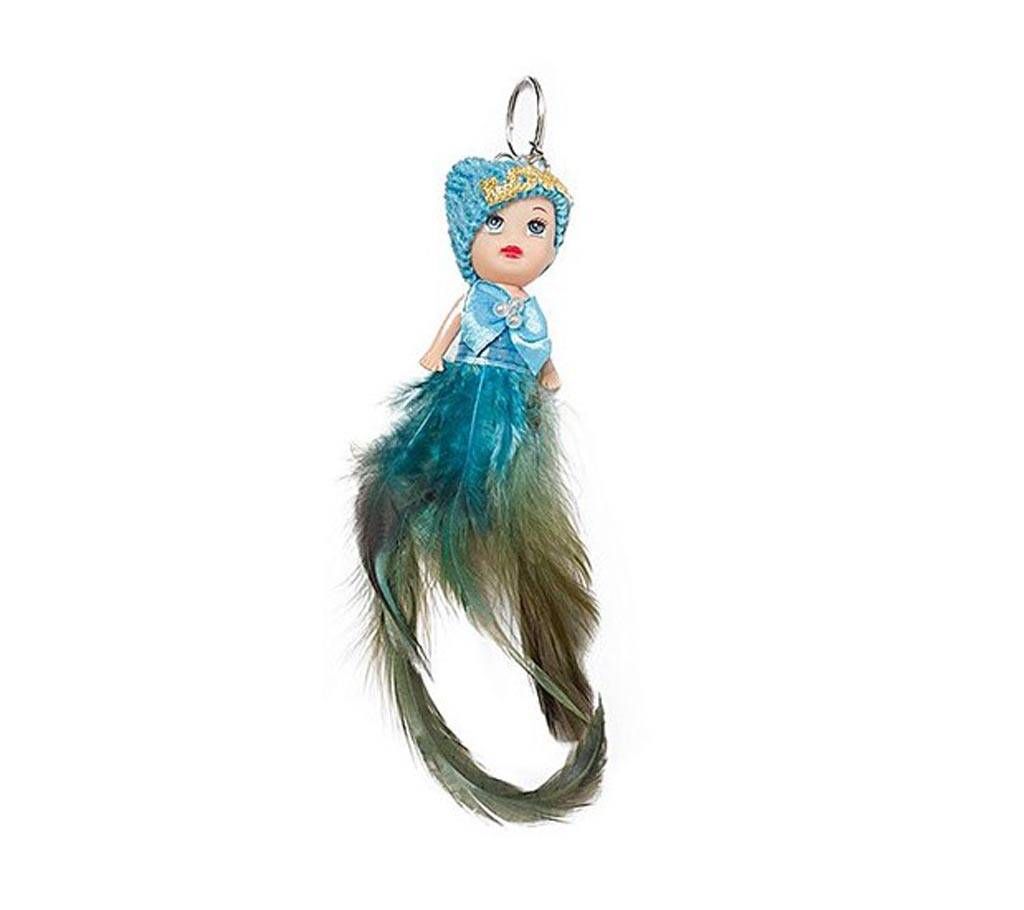 Cute Barbie Doll Fashion long Key ring - cyan