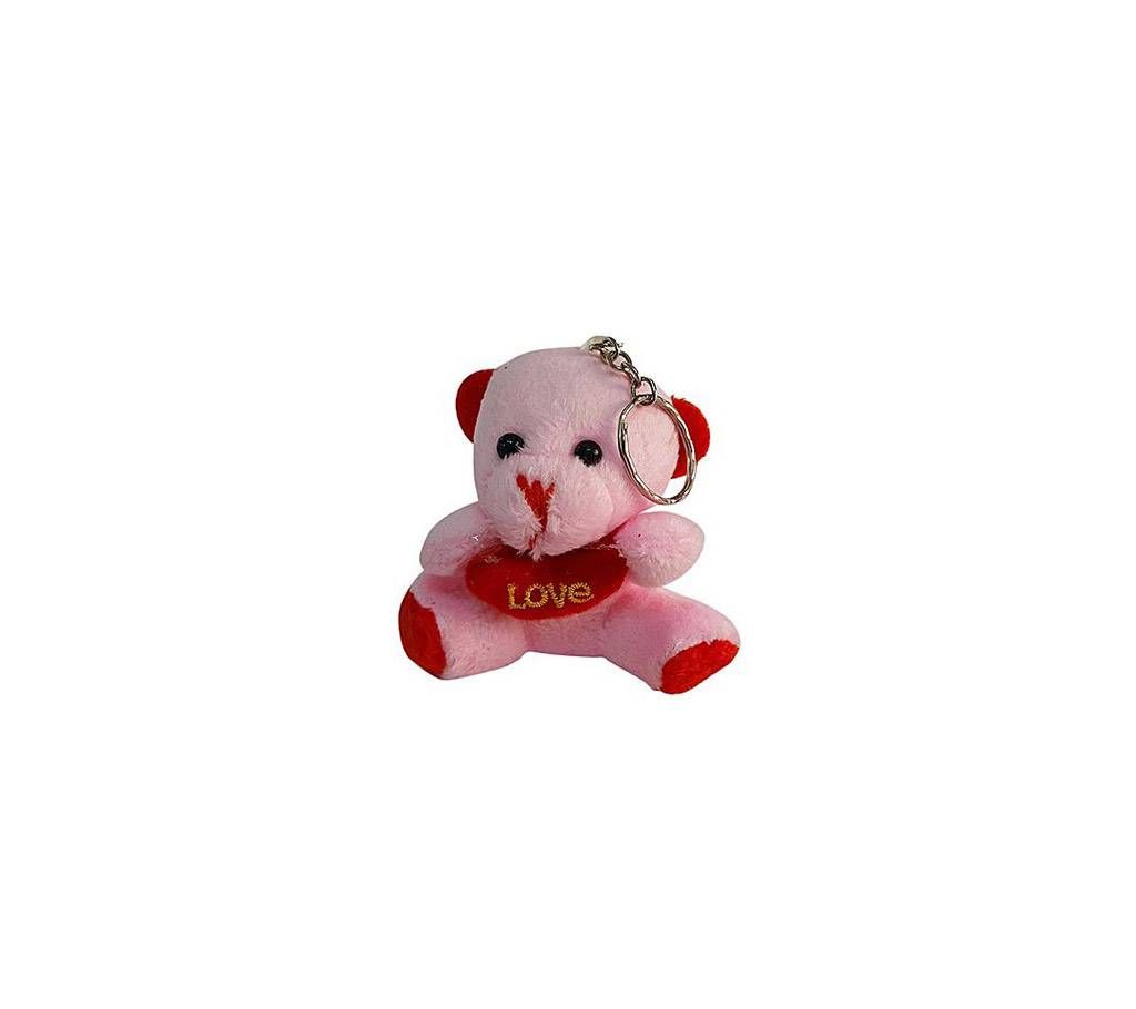 Litter teddy keyring with heart - pink