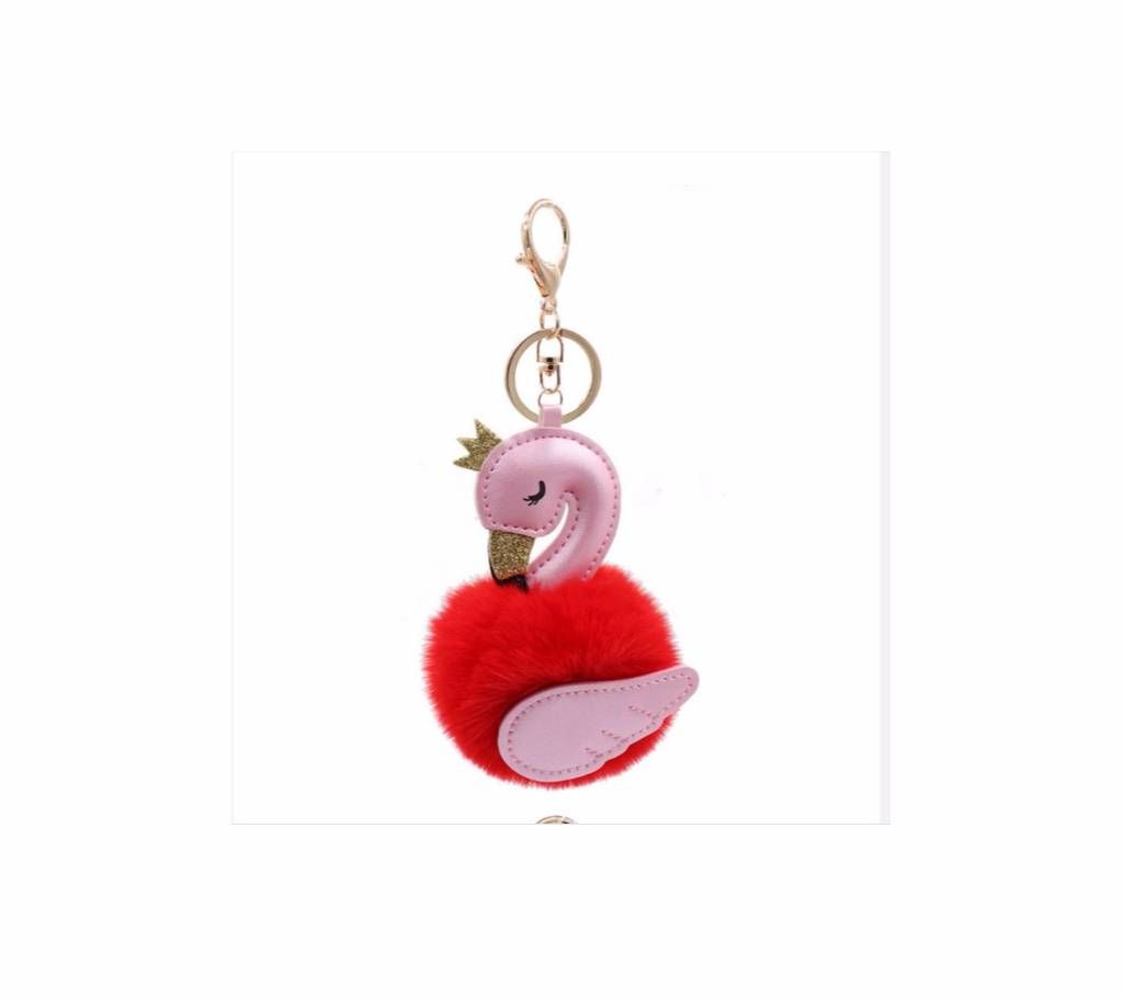 Swan Pendant Fuffy Buckle Keychain