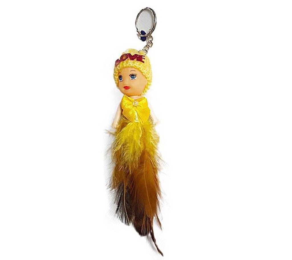 Cute Barbie Doll Fashion long Key ring - yellow