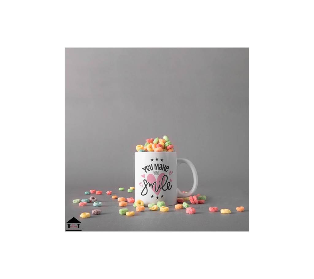 You make me Smile white mug