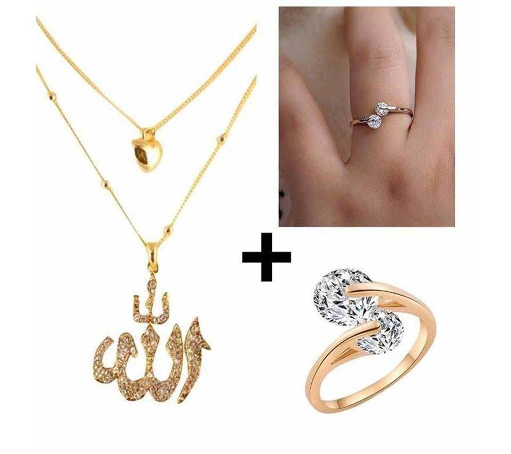 Combo Twin Zircon Finger Rings & Stone C