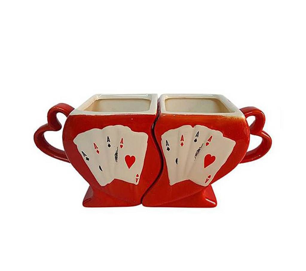 Couple Ceramic Coffee Mugs Playing Cards Aces