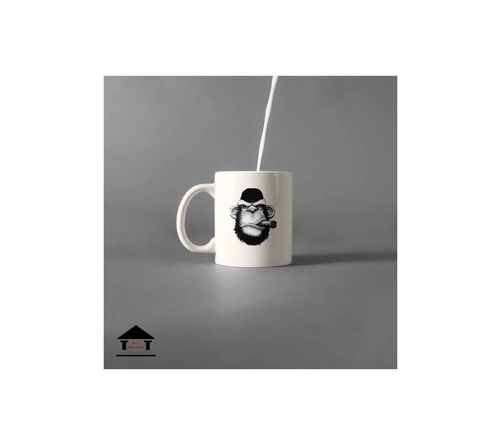 Smoking Monkey white mug