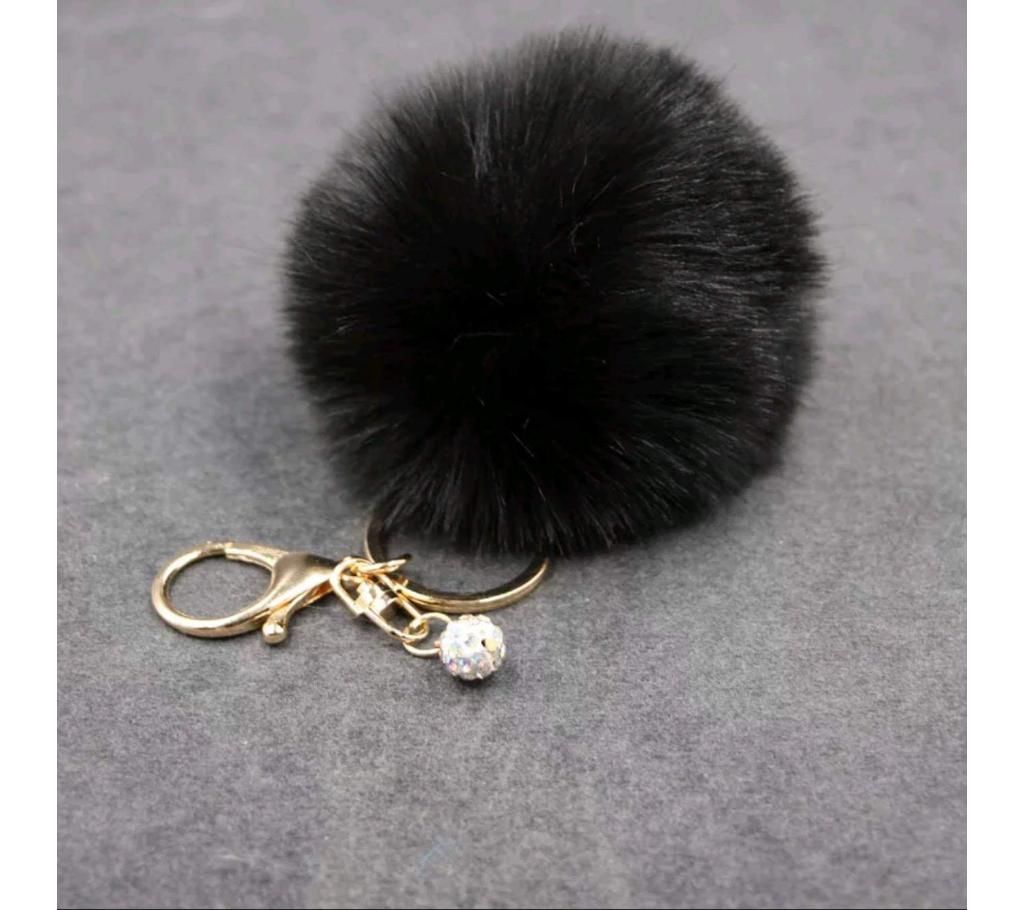 Rabbit Fur Ball Key Ring
