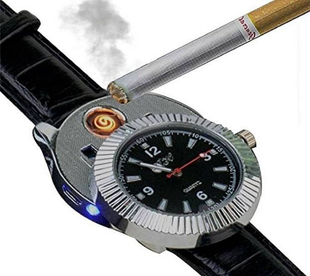 USB Rechargeable Lighter Watch With LED Light