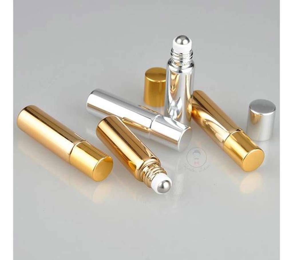 GLOSSY EMPTY Roller GLASS Perfume BOTTLE (Silver)