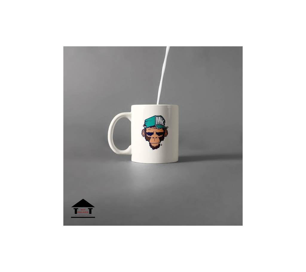 Smoking Monkey 2 white mug