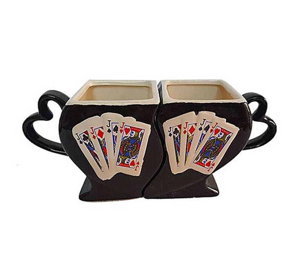 Couple Ceramic Coffee Mugs Playing Cards Jacks