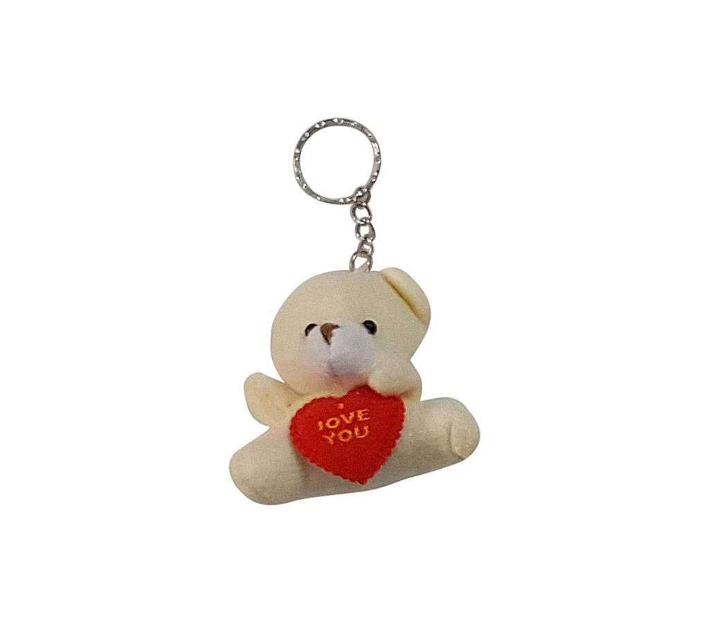 Romantic Teddy Bear Keyring - Cream
