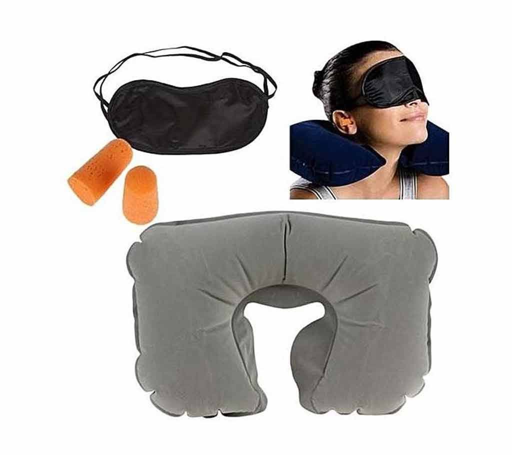 3 In 1, Travel Selection - Neck Pillow, Earplug, Eye Cover