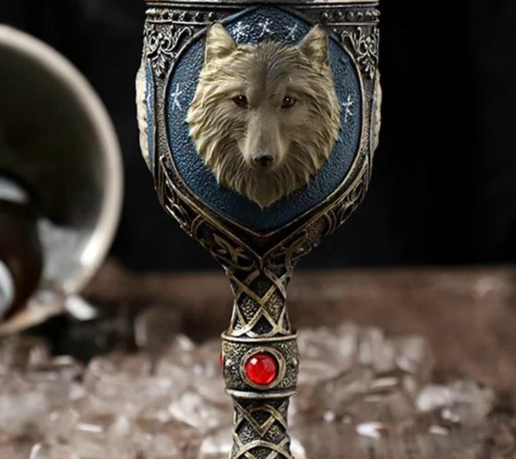 New Wolf King Drinking Mug Personalized Double Wall Resin Stainless Steel 3D Wolf Head Metal Wine Goblet Cup