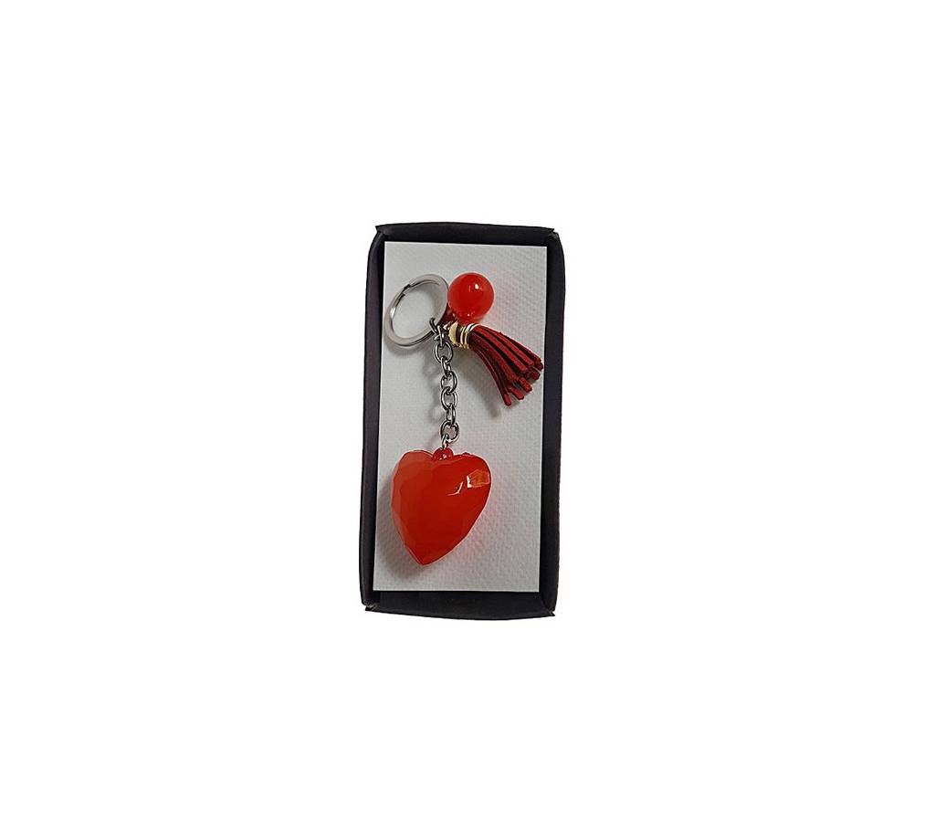 Heart shaped red stone crystal key ring