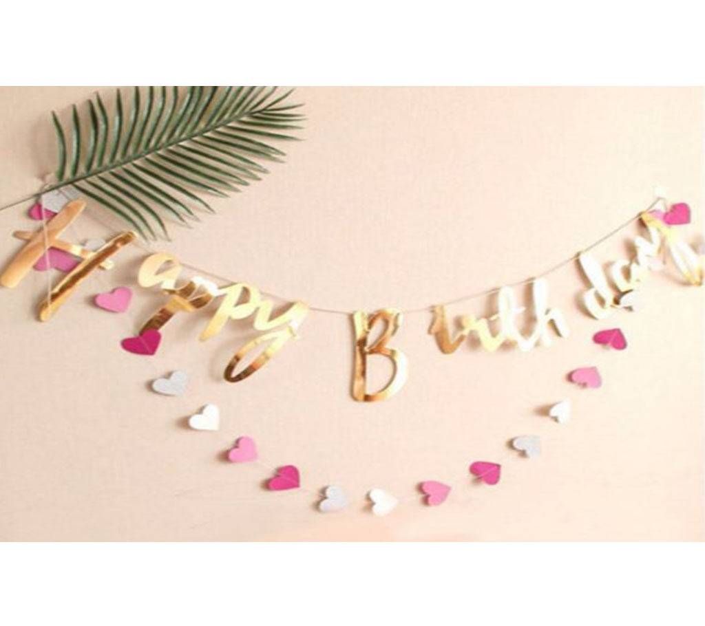 Hanging Gold colour Birthday Banner For Birthday Party Decoration