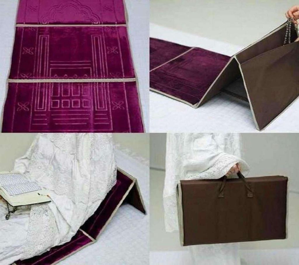 Muslim Prayer Mat Fold Backrest Janamaz 2 in 1