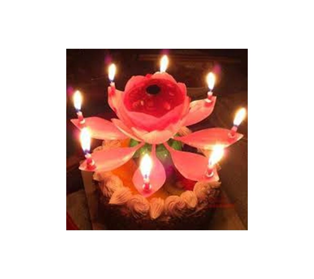 Romantic Musical Lotus Flower Happy Birthday Party Decor Gift Music Candle Waterproof Lights Birthday Party Decorations Red
