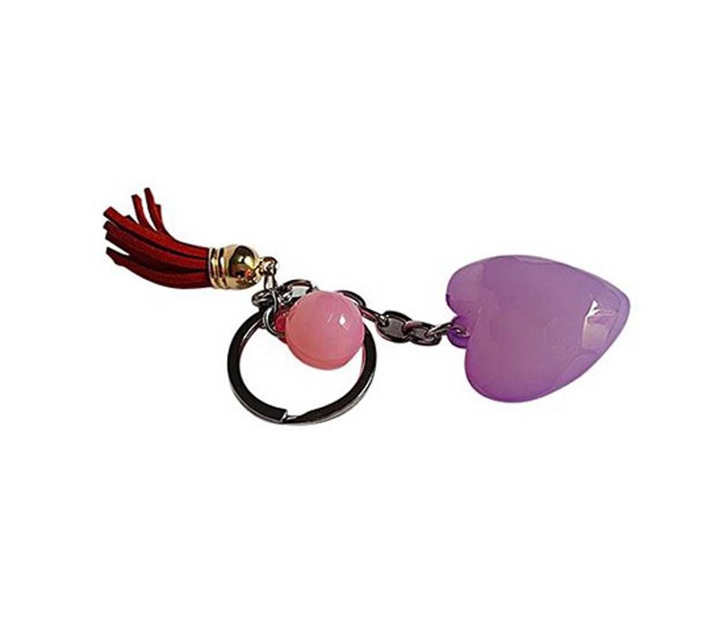Heart shaped key ring-purple stone crystal keyring