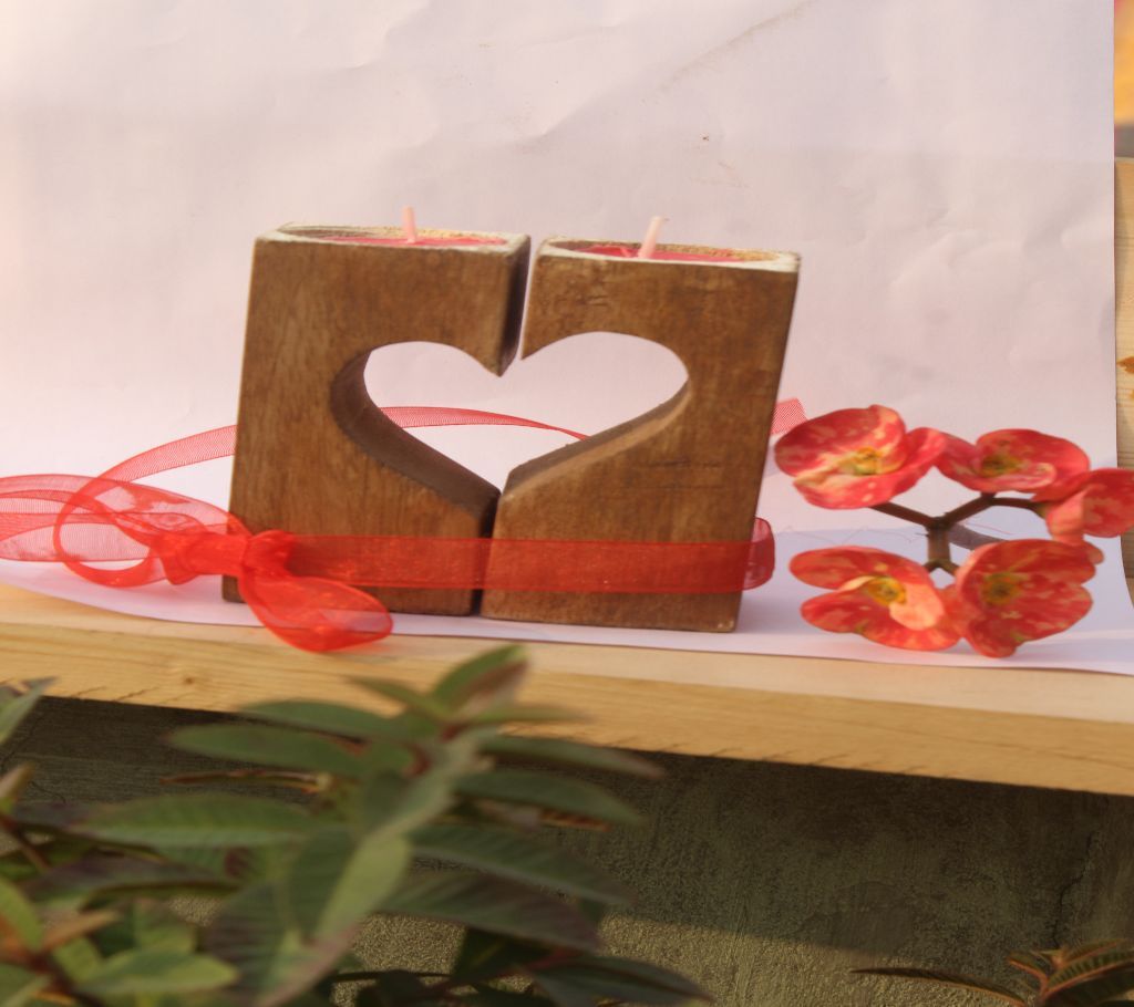 valentine wood Light Candle 5/5