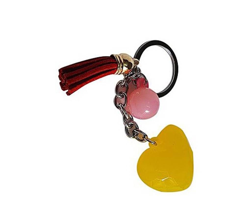 Heart shaped key ring-yellow stone crystal keyring
