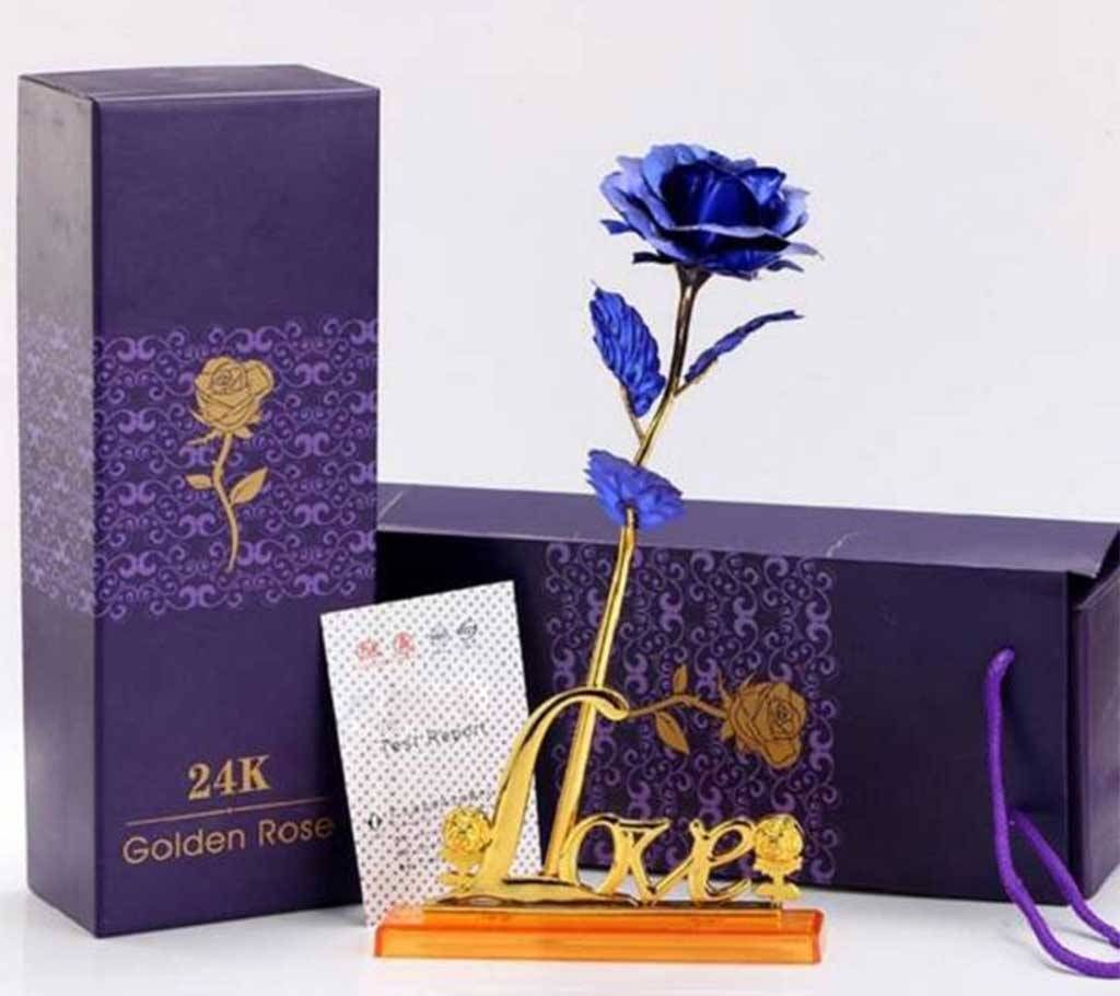 24K Gold Plated Foil Rose with Love Base.