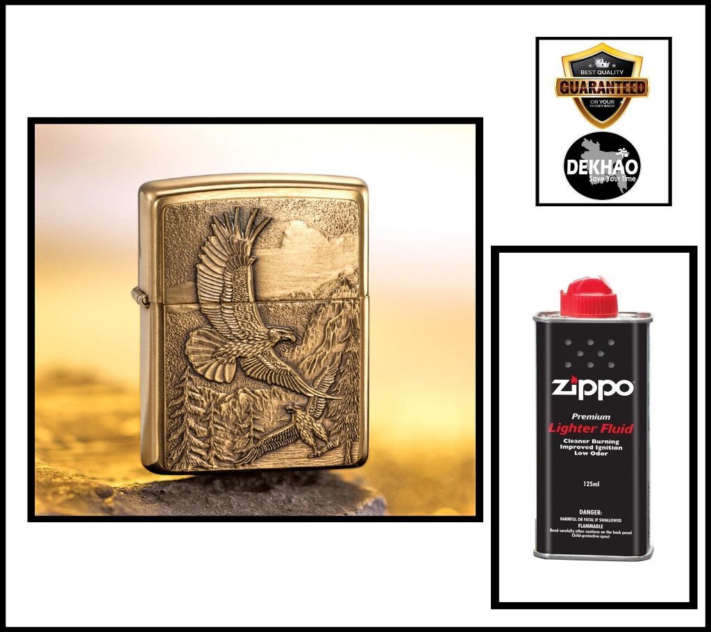 ORiginal American Eagle Zippo Gas+Fluid Lighter Gas Bottle-Free