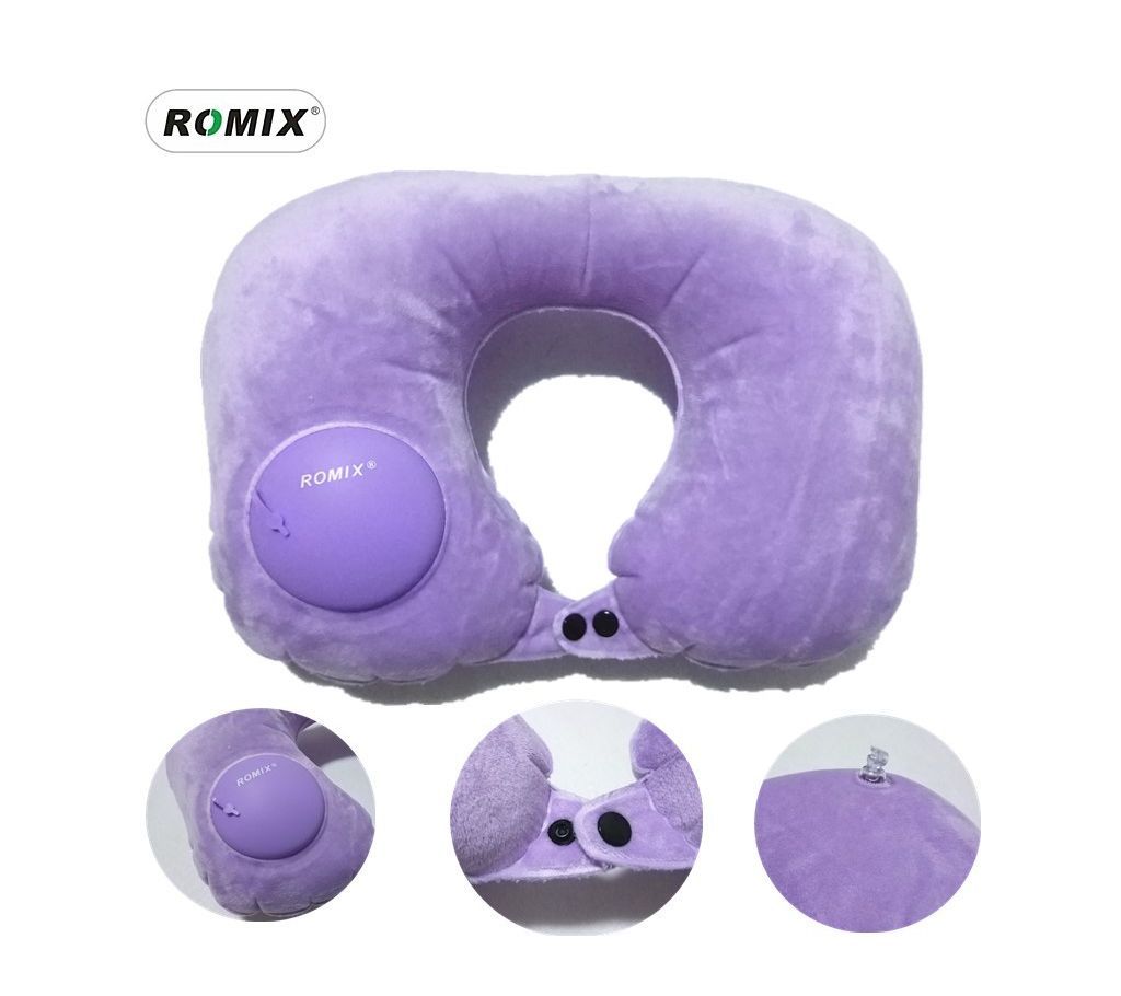 ROMIX Travel Neck Pillow Inflatable&Foldable RH50, Press Type Automatic purplr - Tecio