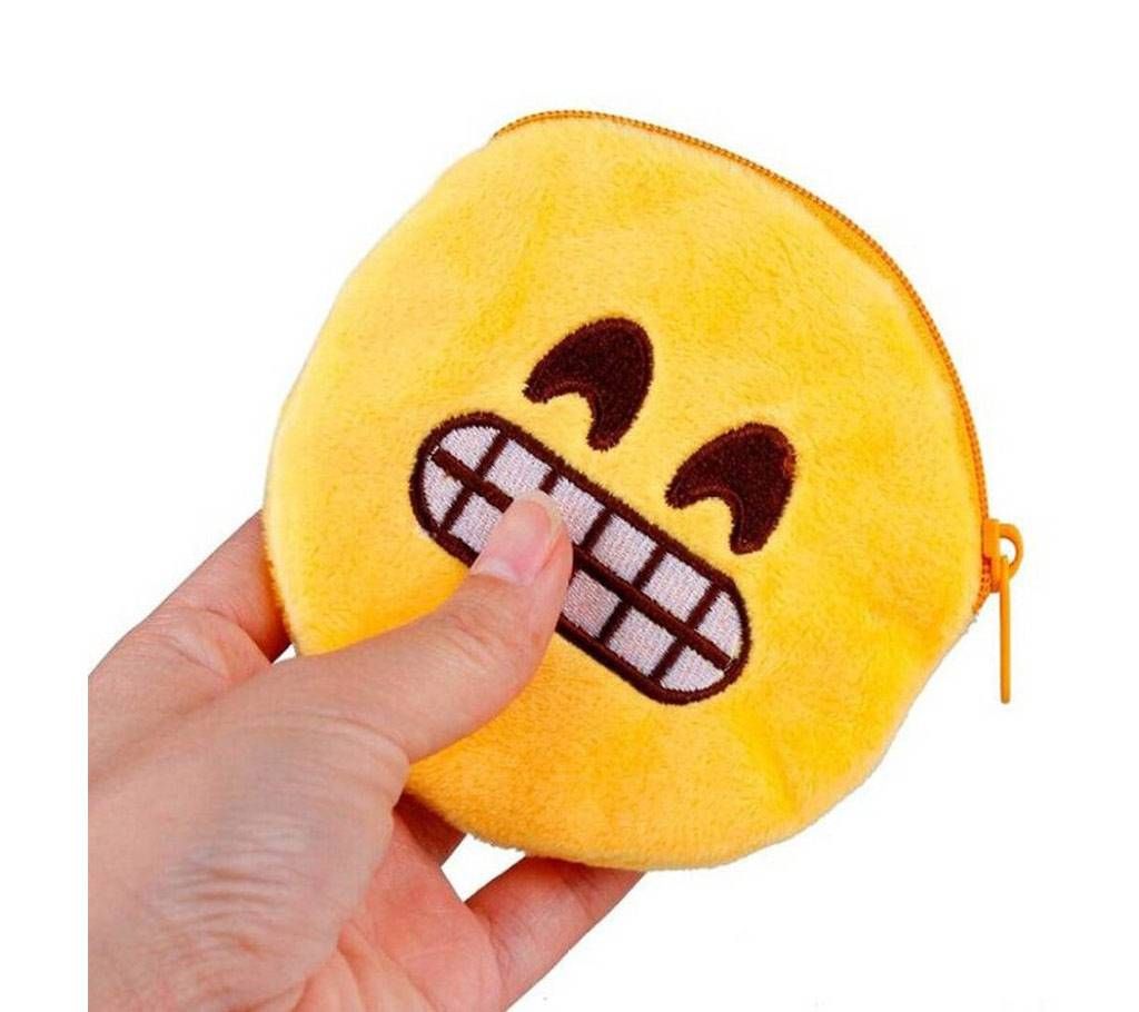 Yellow Soft Plush Fabric Emoji Coin Purse