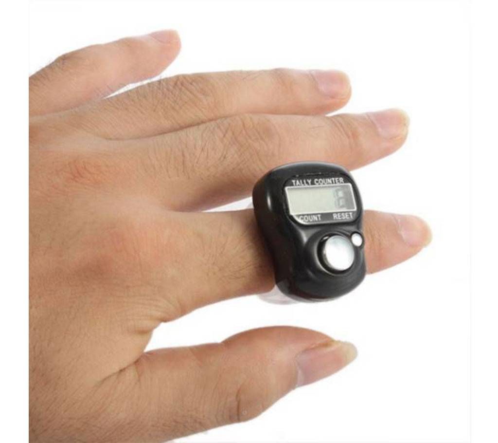 5-Digit Digital Ring Finger Hand Tally Counter - Black