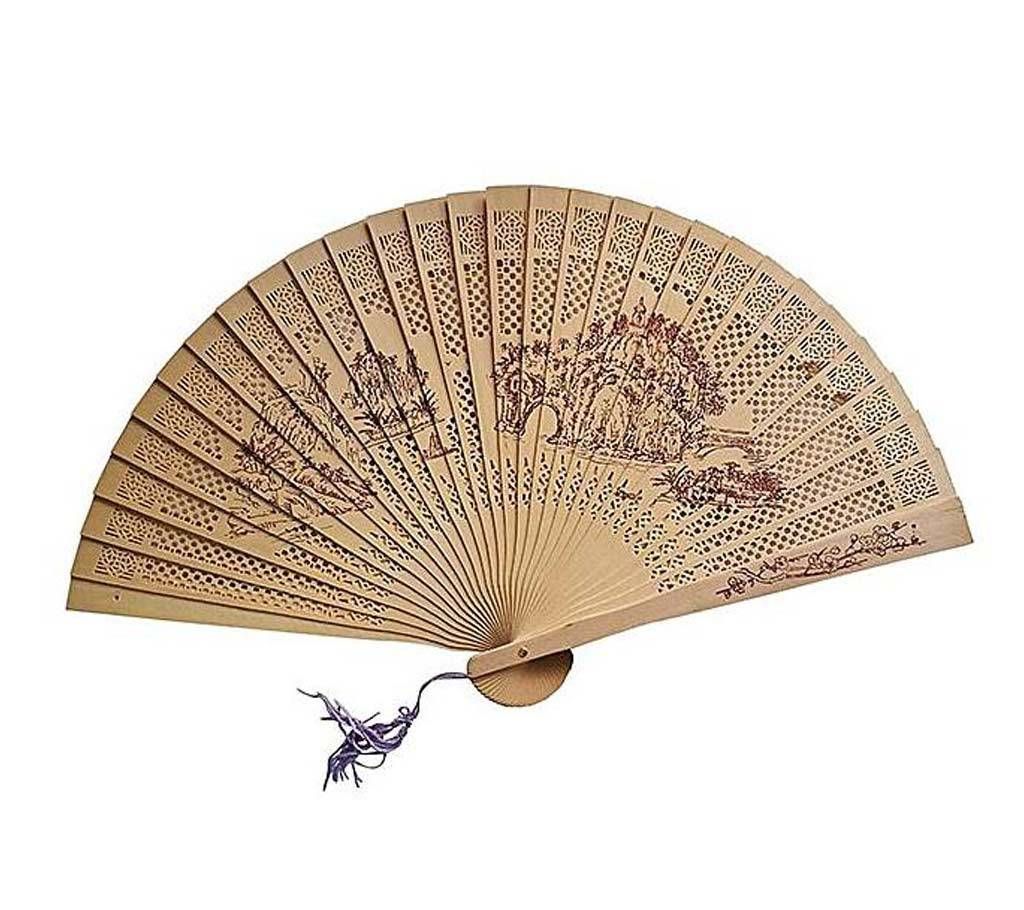 Chinese Sandalwood Style Hand Fan - Violet