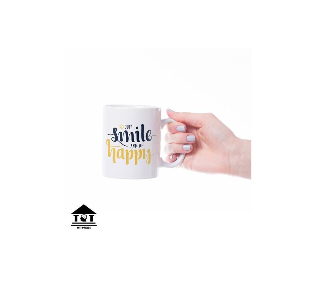 Just Smile and be Happy White PVC Mug