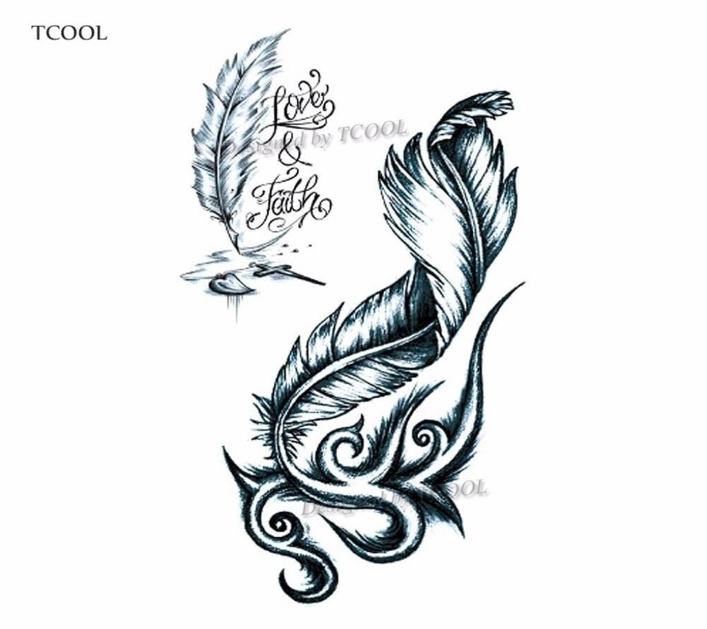 HXMAN Feather Waterproof Temporary Tattoos Sticker Women Men Face Fake Body Art 10.5X6cm Kids Adult Hand Tattoo Paper B-068