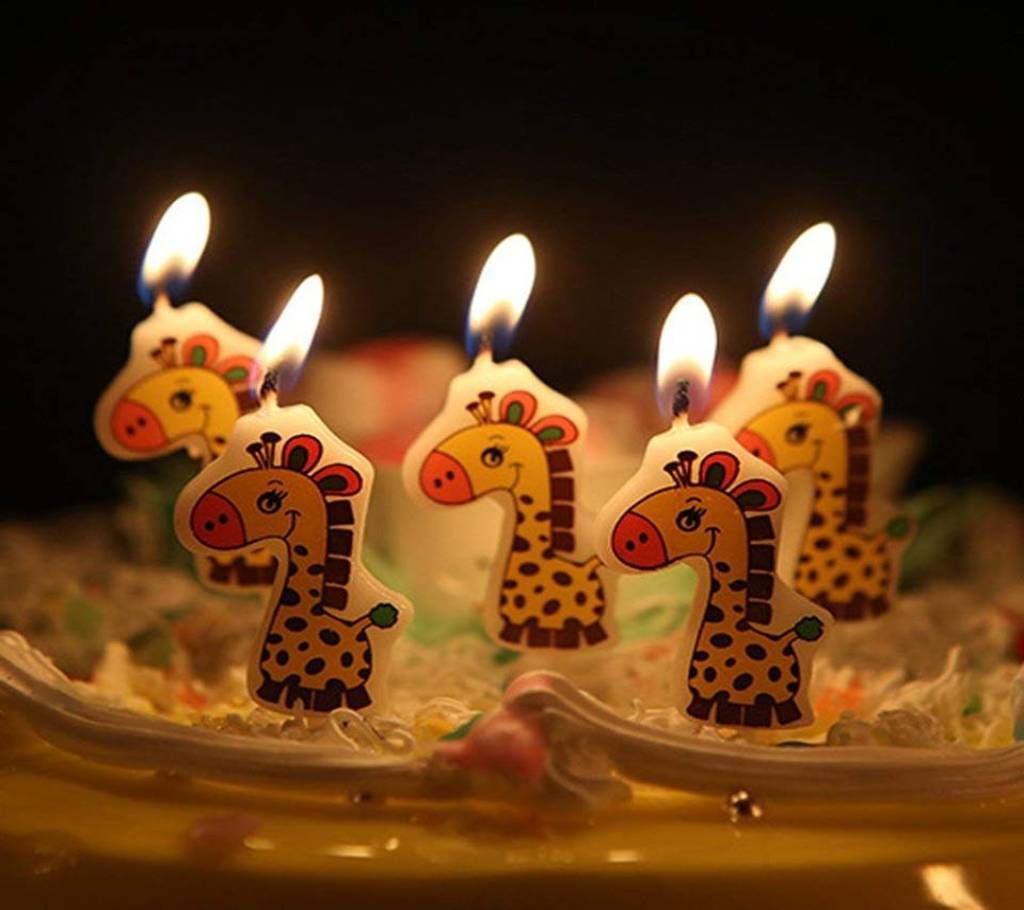5pcs/set Cute Giraffe Birthday Craft Candles Cupcake Candle Toppers Kids Birthday Cake Candle