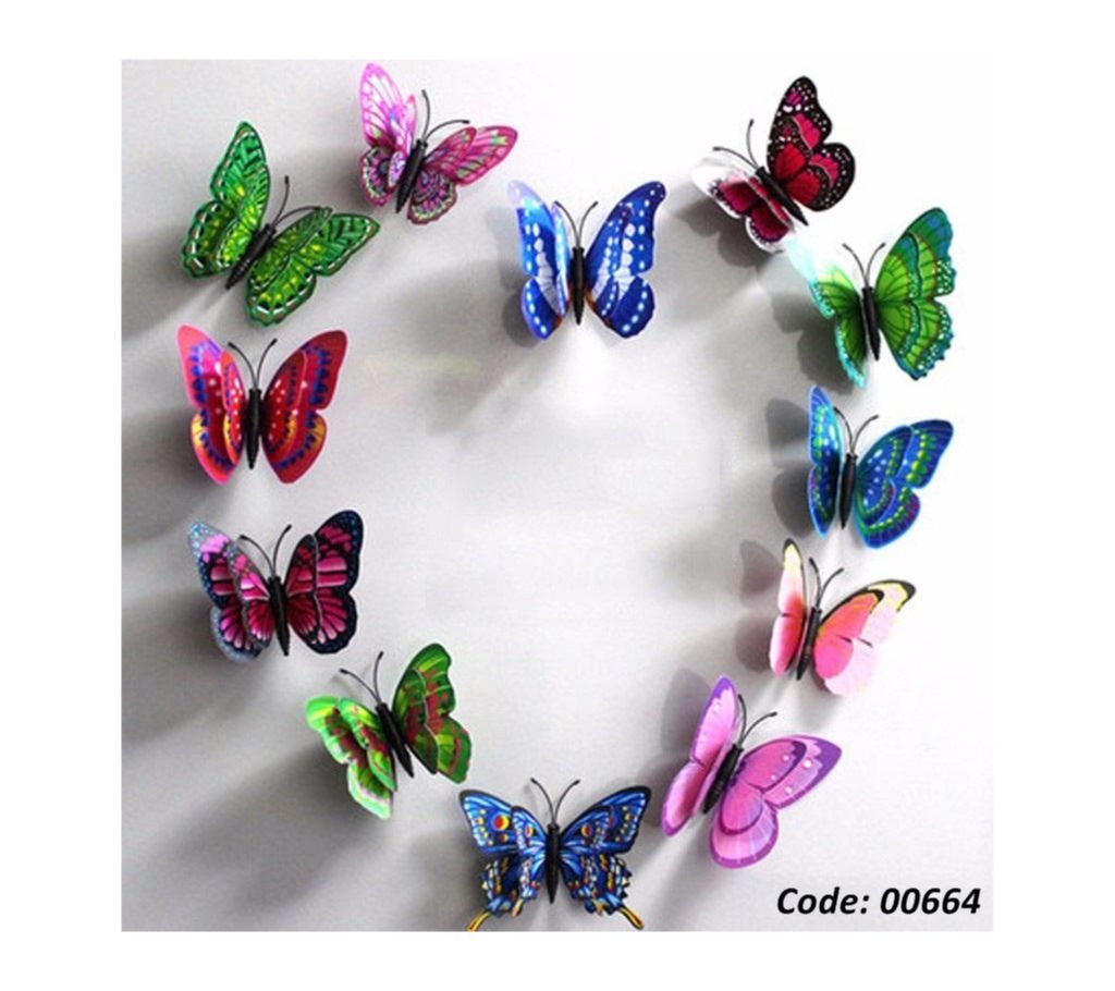 10 Pcs 3D Double layer Butterfly Wall Sticker for Home Decor Fridge Magnet stickers Room Decoration