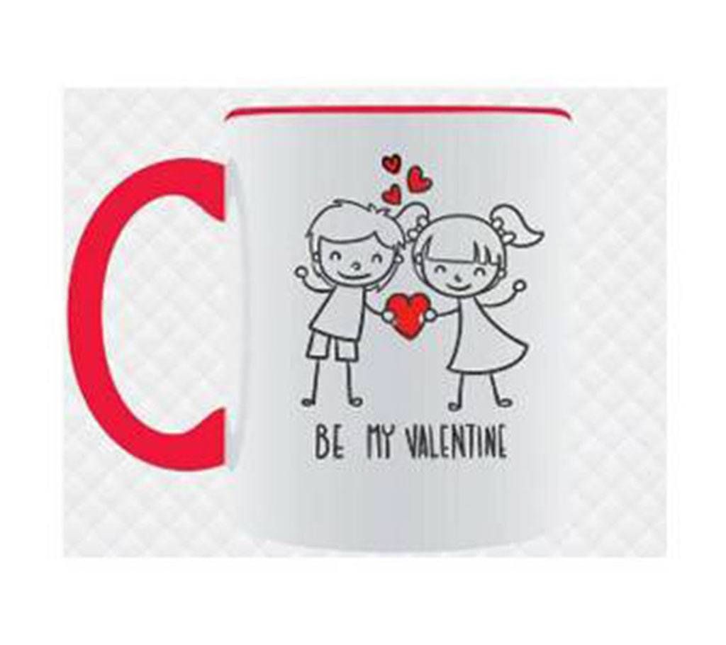 Be My Valentine রিম মগ উইথ কালারফুল হ্যান্ডেল