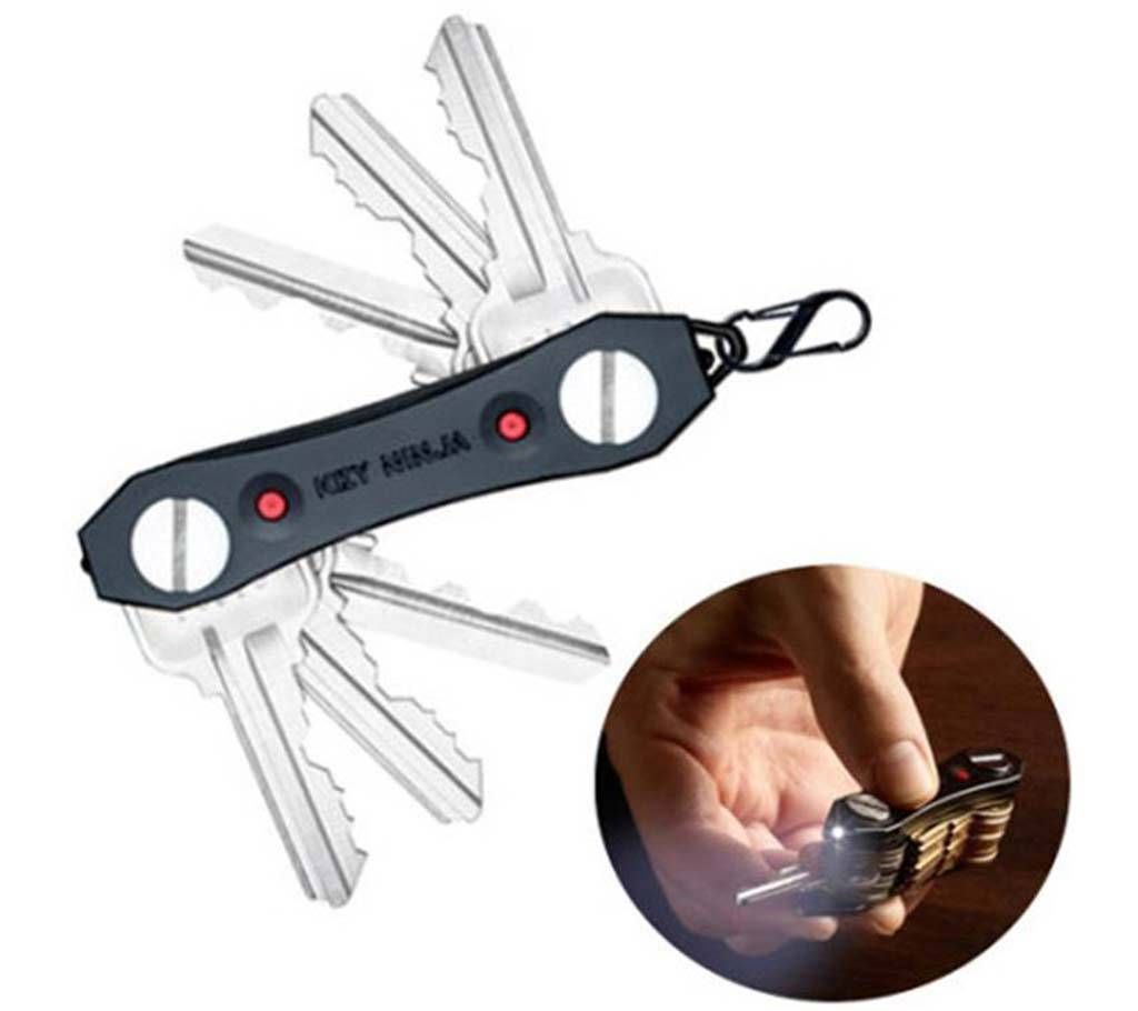Multitool key ring holder with torch