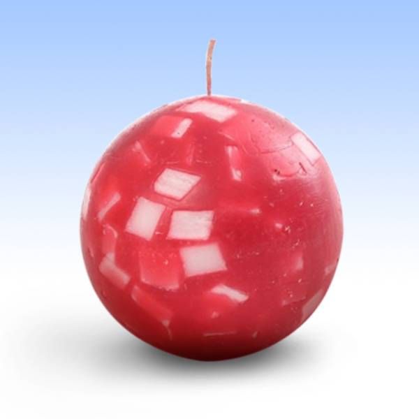 4 Inch Mosaic Ball Pillar Candle - Rose Fragrance 