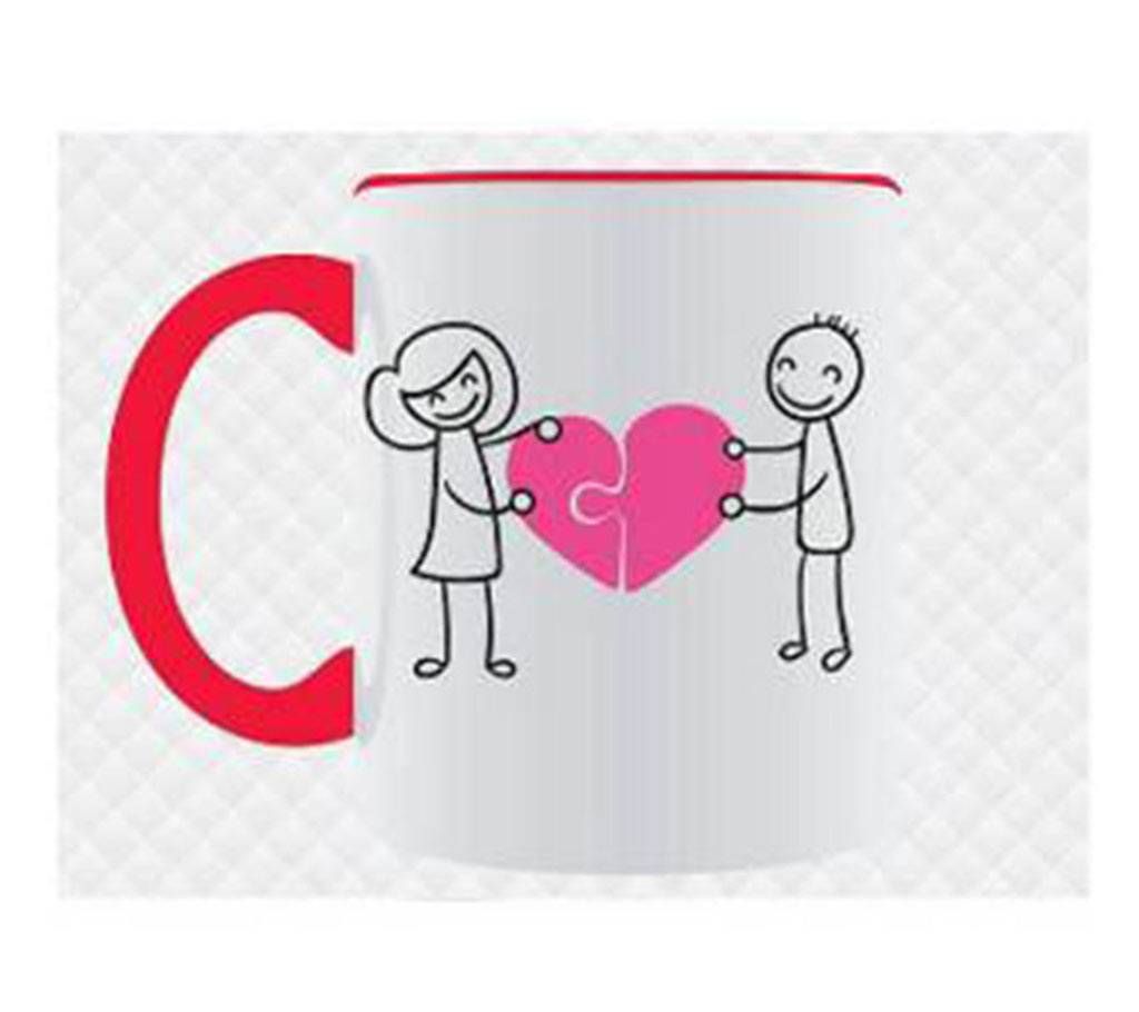 joint love rim mug with colorful handle 