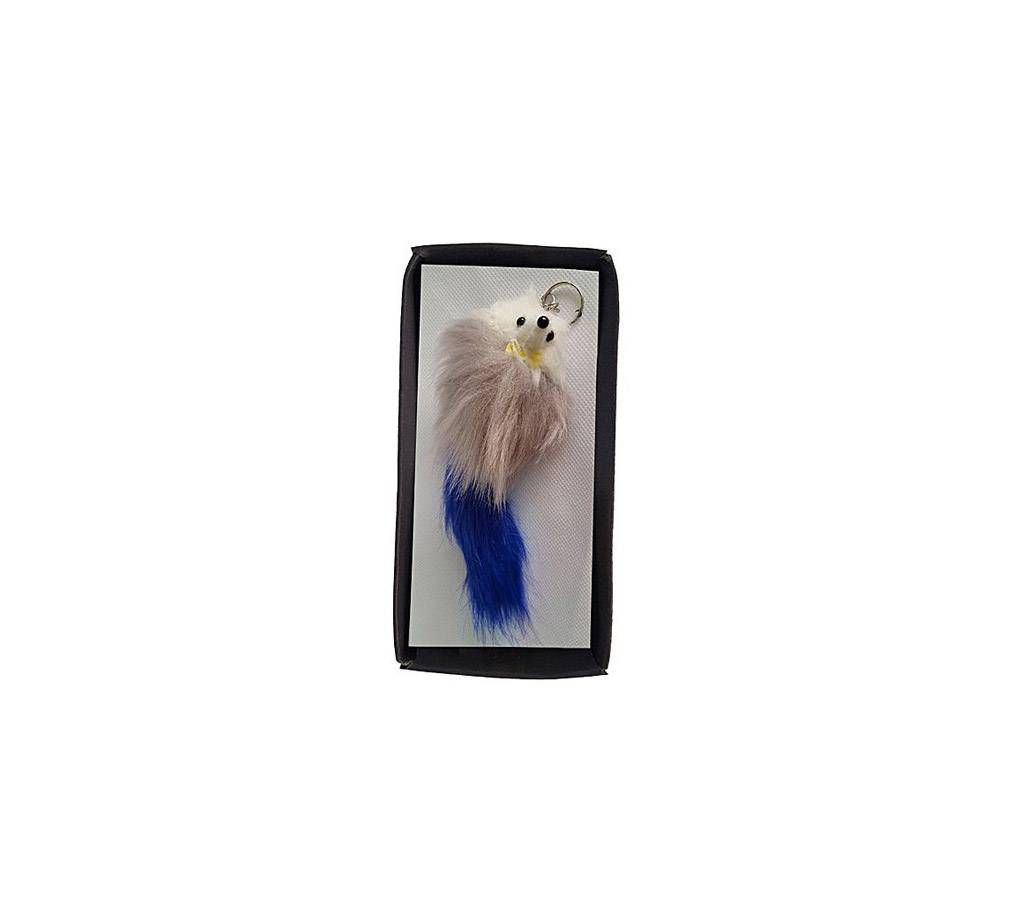 Cute Furry Dog Keyring - blue