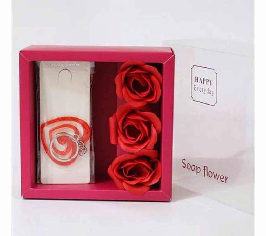 Soap flower and key ring