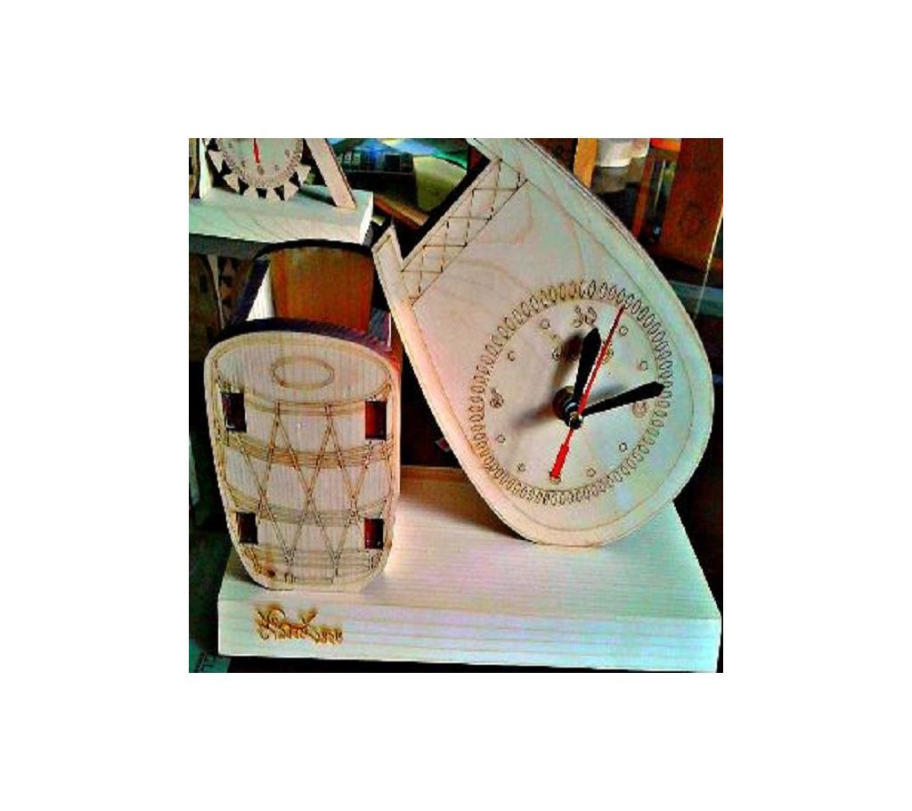 ORR Sell PoinT e- shop Pen holder with Wooden Clock Boishakhi Gift