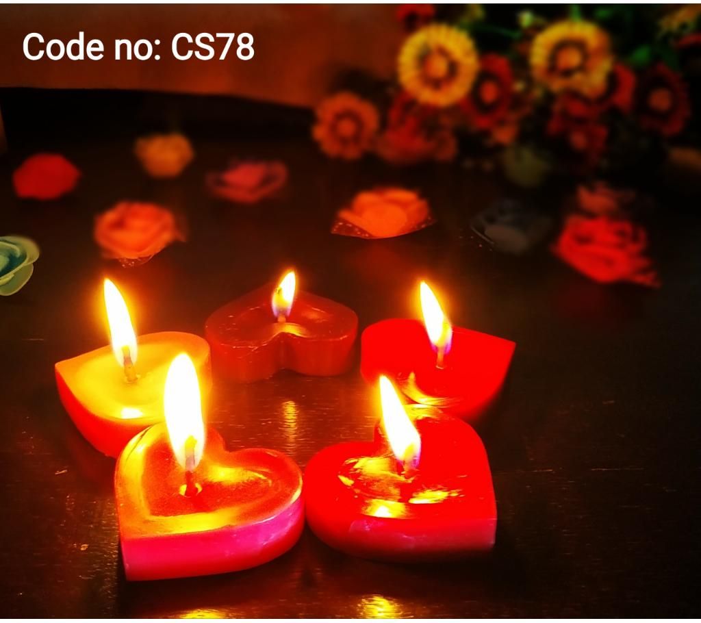 Heart Shaped Red Candle-5 Piece