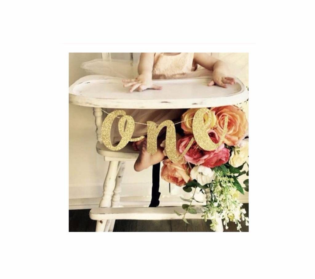 Glitter Number One Banner Girl Boy 1st Birthday Baby Shower Party Decorations Supplies