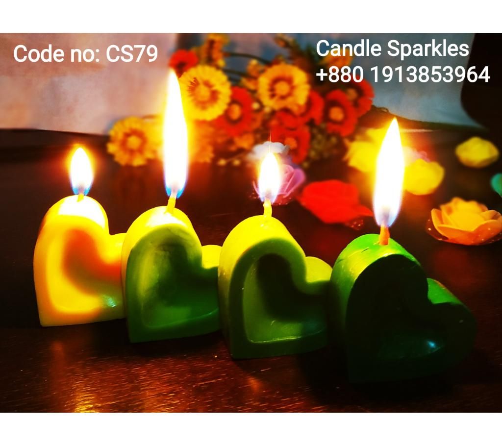 Multi Color Heart Candle 