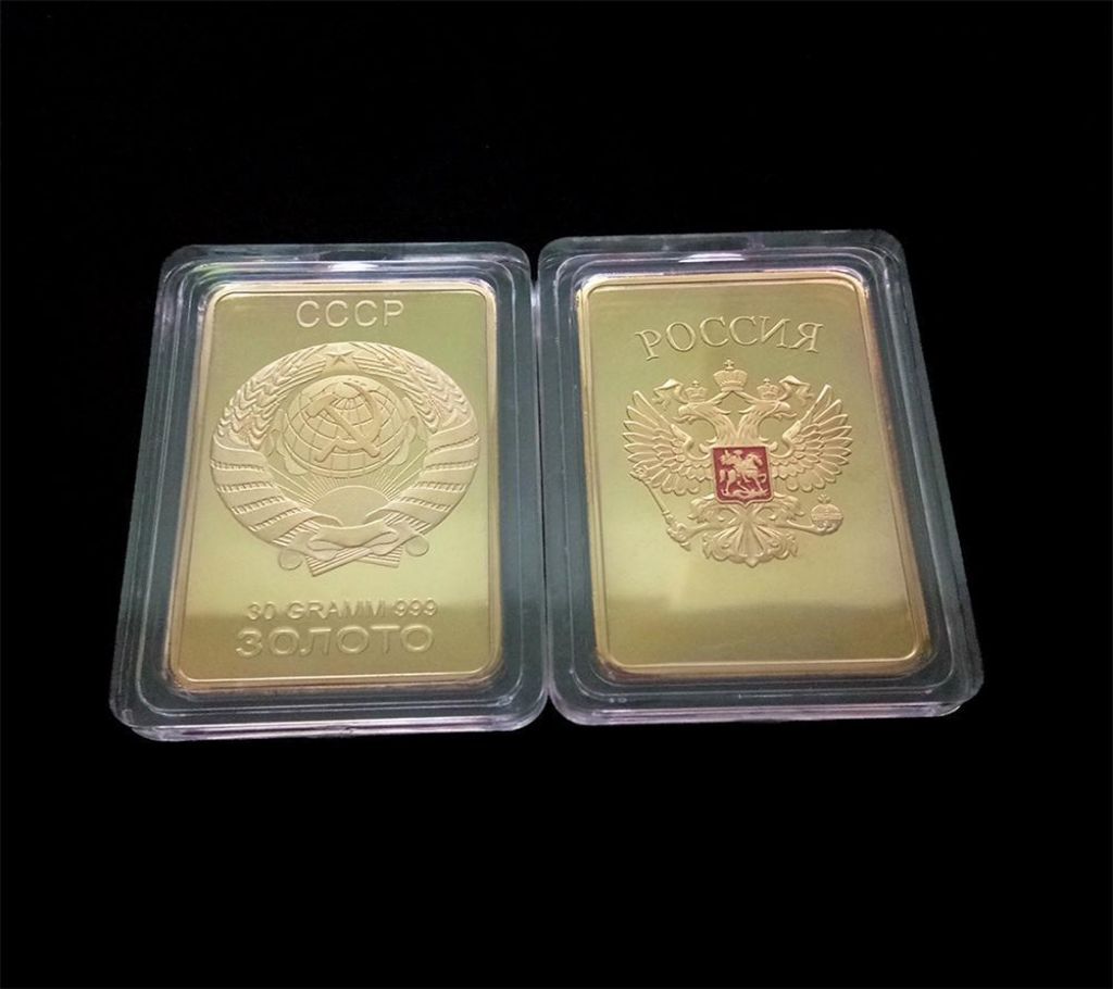 Golden Russia Medal Coin Home Decor Soviet Souvenir USSR Bullion CCCP 24K Gold Plating Bars Commemorative Coins Collection