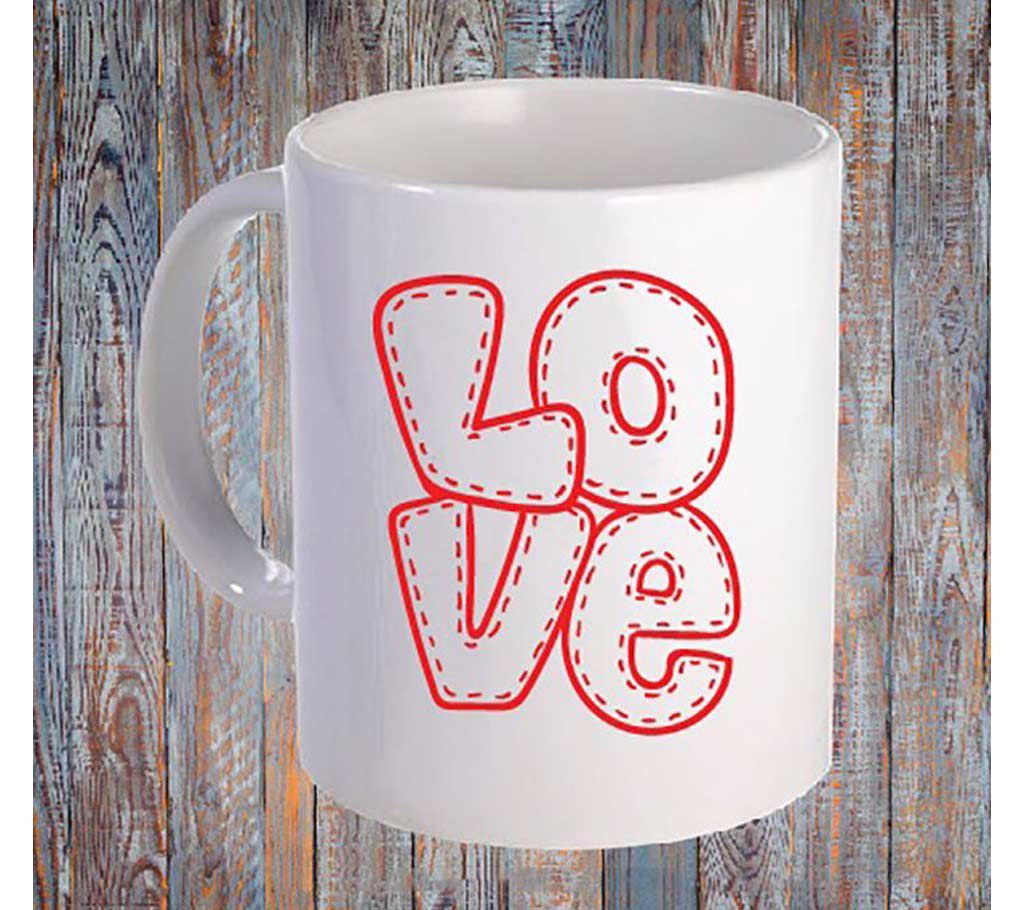 Love printed white mug