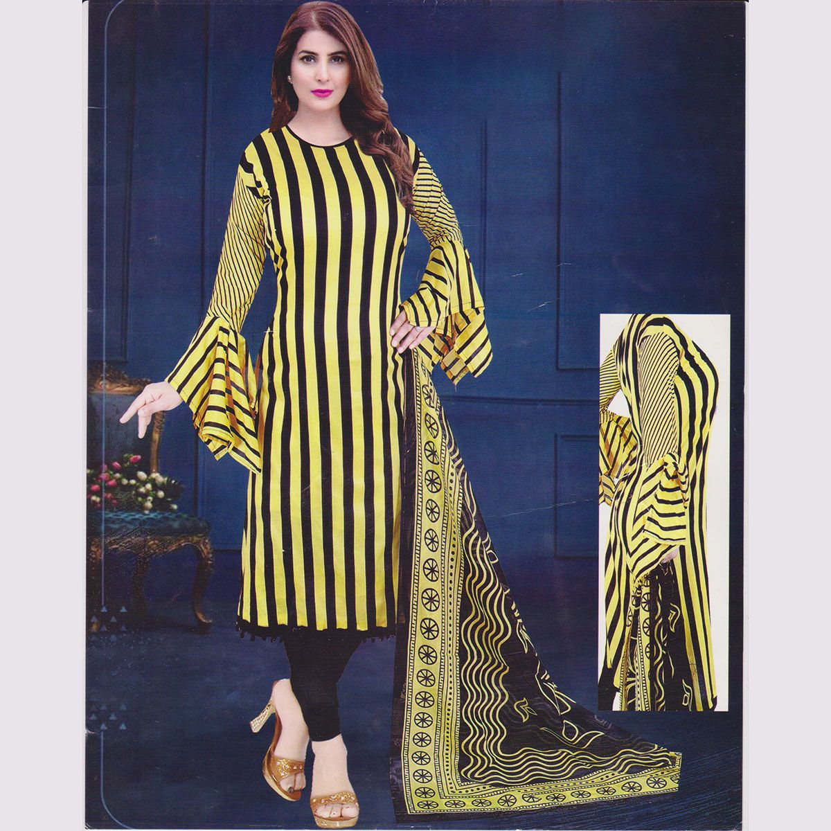 Multicolor Cotton Unstitched Salwar Kameez for Women