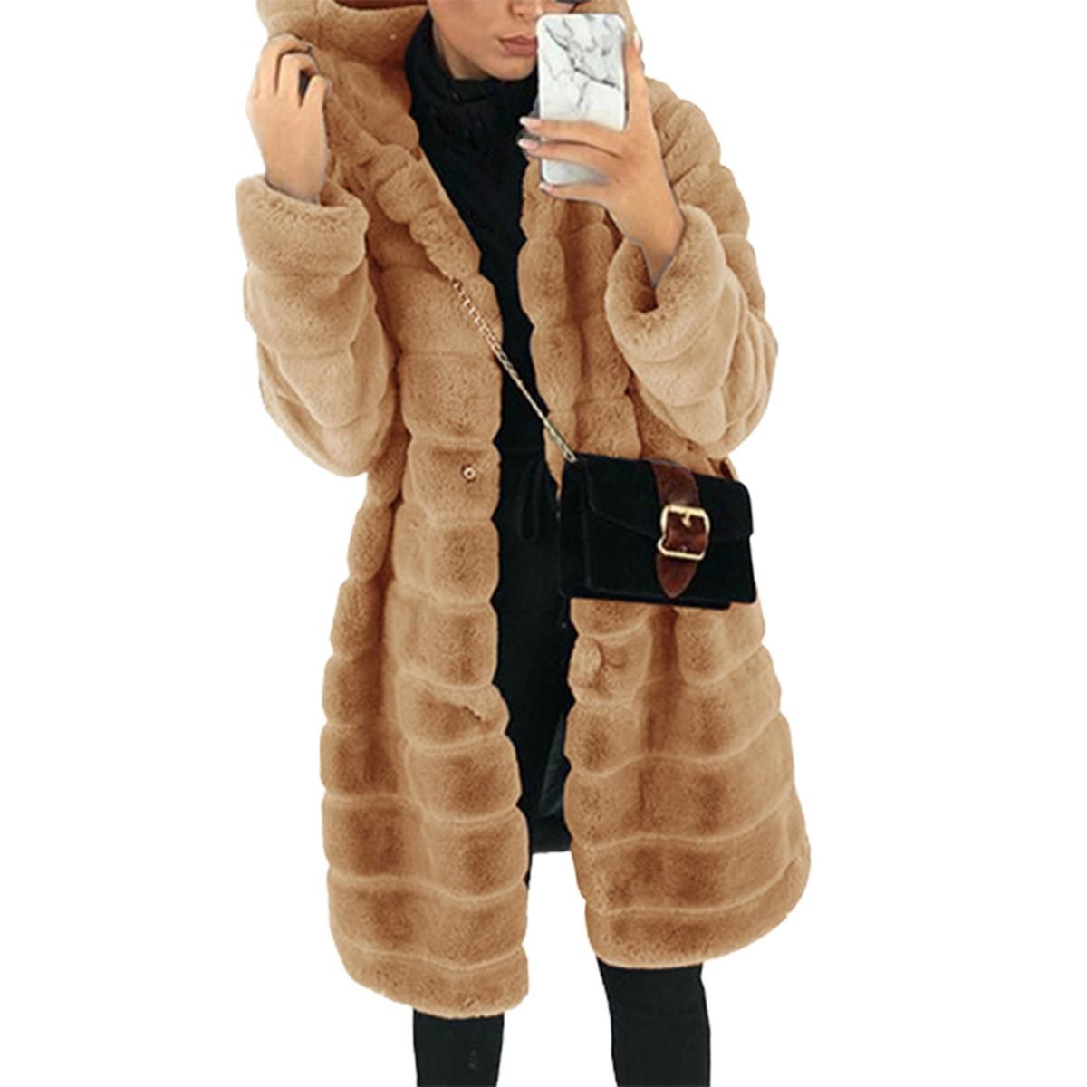 Winter Outwear Long Sleeves Nice-looking Long Fluffy Coat