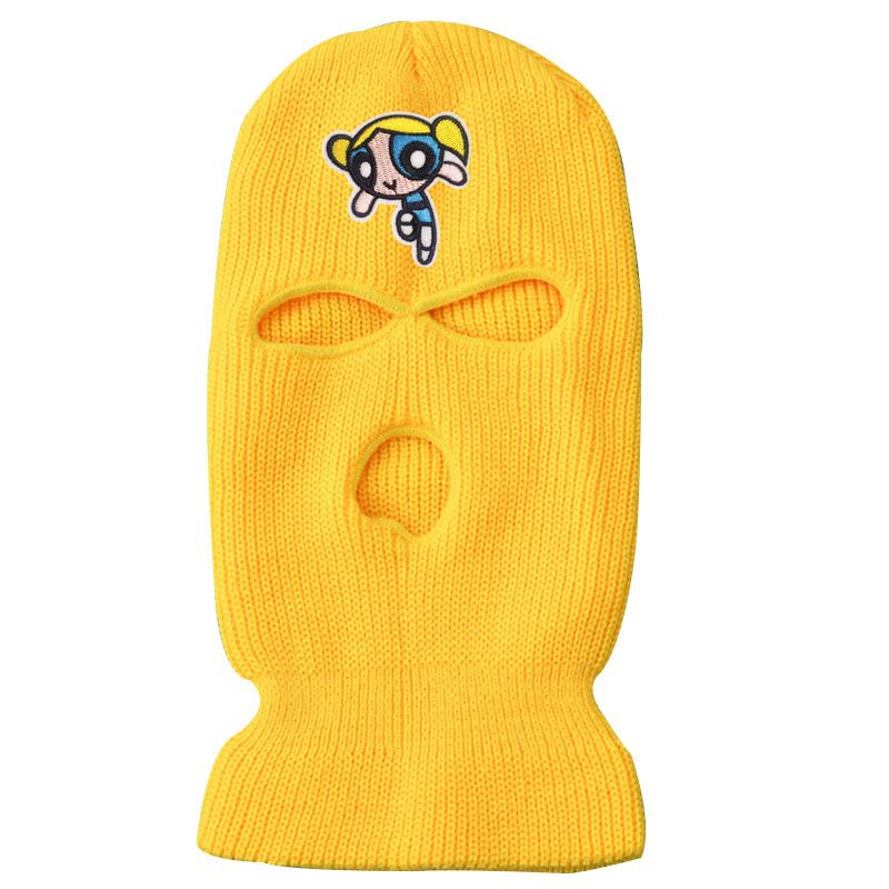 BalacY2K E-girl Full Face Cover Ski Hat 3 Holes Halloween Party Embroidery Cosplay Winter Warm Hippop Caps