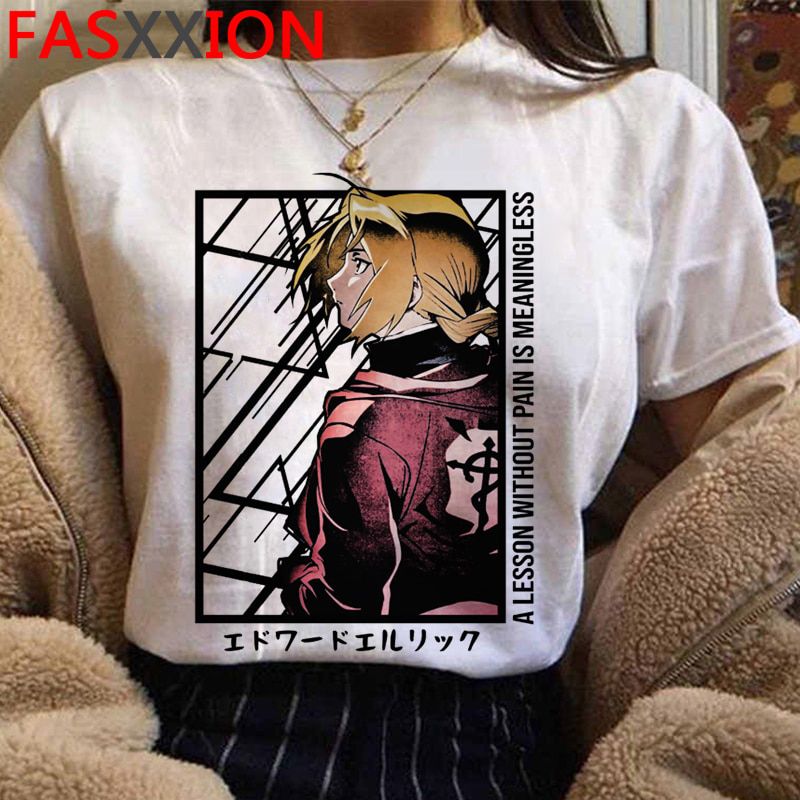 New Fullmetal Alchemist T Shirt Men Kawaii Edward Elric Graphic Tees Harajuku Cartoon Tshirt Japanese Anime Funny T-shirt Male