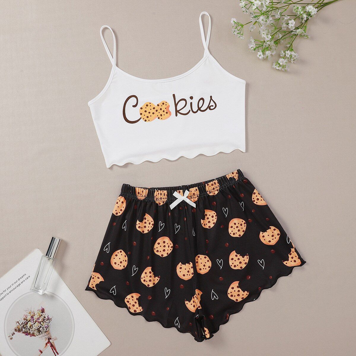 Panda Print Pajama Set Summer y Sleepwear Pyjamas Women Sweet Soft Comfortable  2 Piece Home Suit Loungewear Lingerie